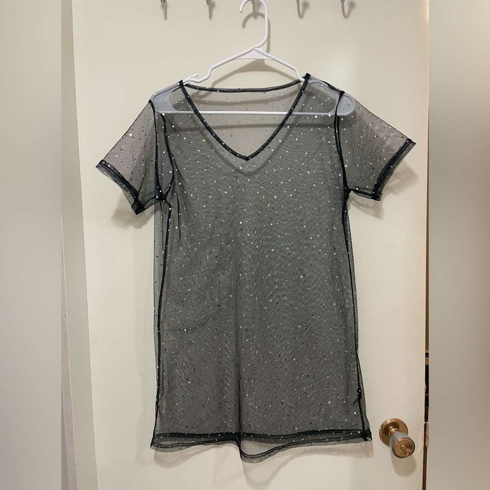Glitter Mesh Tshirt Dress - Fits like a Small-Medium